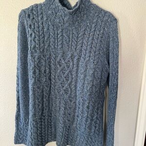 Blue Cable Knit Aran Irish Sweater